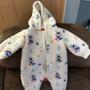 Carter's Sherpa Hooded One Piece with Blue and Red Accents